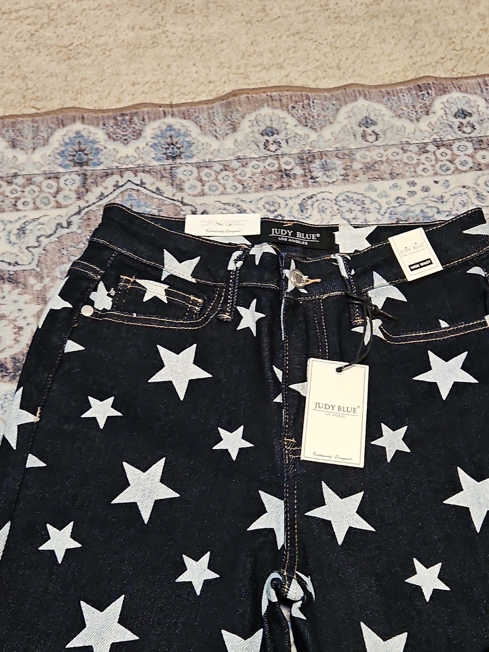 Judy Blue Dark Denim Star-Print Flare Jeans - Picture 4 of 12